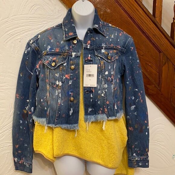 PRPS print splatter cropped Jean jacket M - Picture 2 of 8